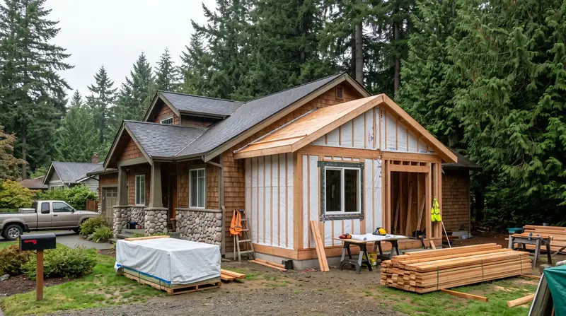 Illustrative: Home addition context for Board of Project Stewardship Locations hub — not a real Board job photo