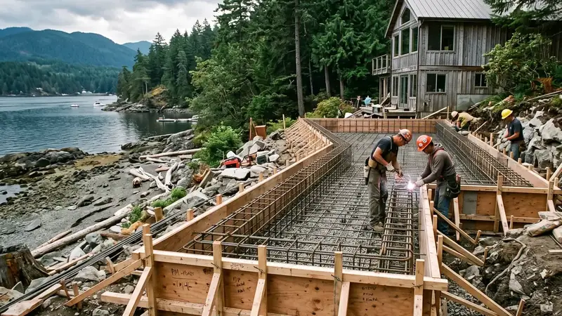 Illustrative: home addition / exterior massing for Auburn — PNW cedar-fir context; not a real Board job photo
