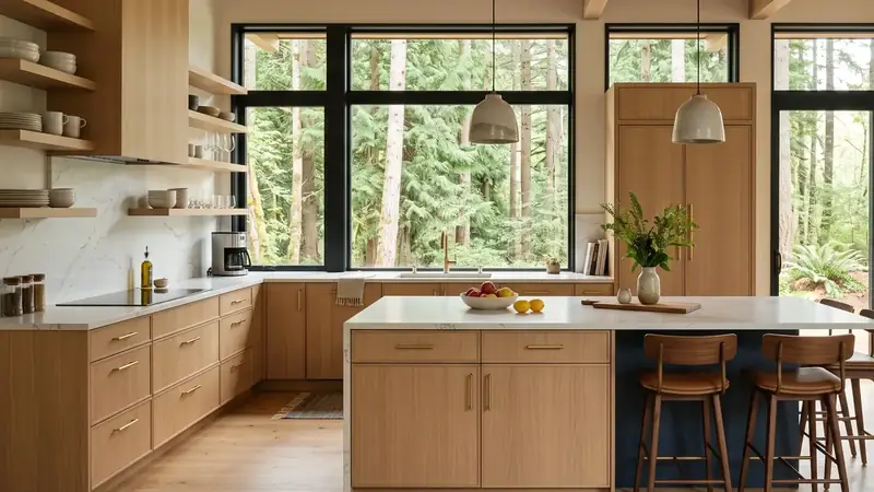 Illustrative: kitchen remodel interior for Auburn homeowners — PNW materials; not a real Board job photo