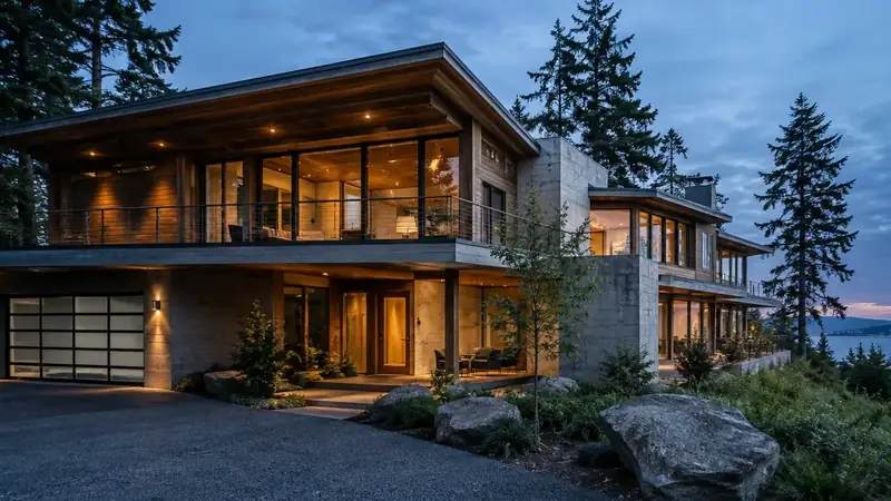 Illustrative: Des Moines residential exterior remodel context — Pacific Northwest light; not a real Board job photo