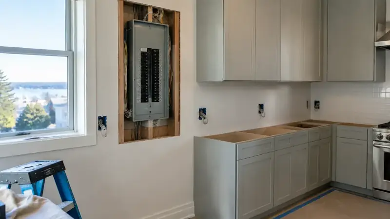 Illustrative: kitchen remodel interior for Enumclaw homeowners — PNW materials; not a real Board job photo