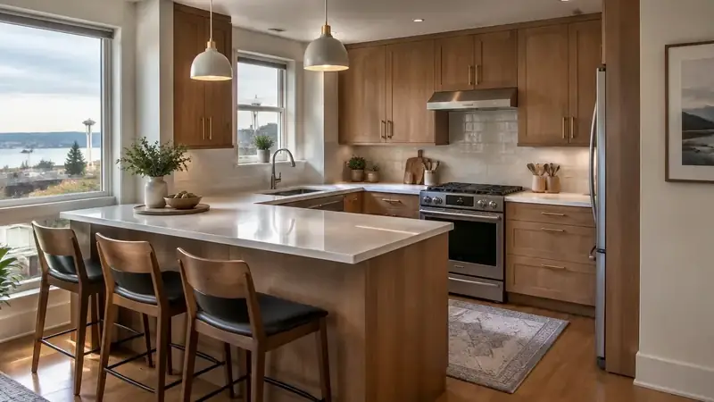 Illustrative: kitchen remodel interior for Granite Falls homeowners — PNW materials; not a real Board job photo
