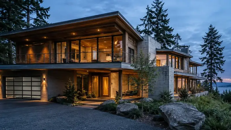 Illustrative: Hunts Point residential exterior remodel context — Pacific Northwest light; not a real Board job photo