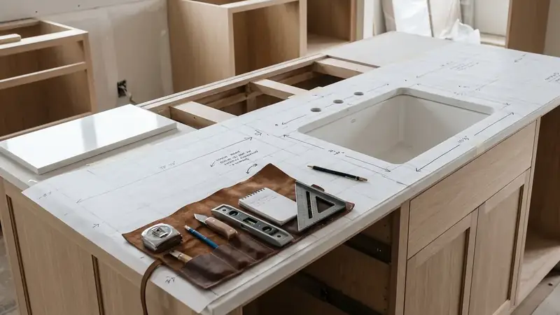 Illustrative: kitchen remodel interior for Issaquah homeowners — PNW materials; not a real Board job photo