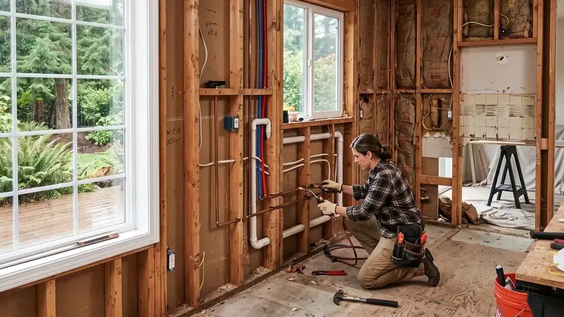 Illustrative: kitchen remodel interior for Mercer Island homeowners — PNW materials; not a real Board job photo