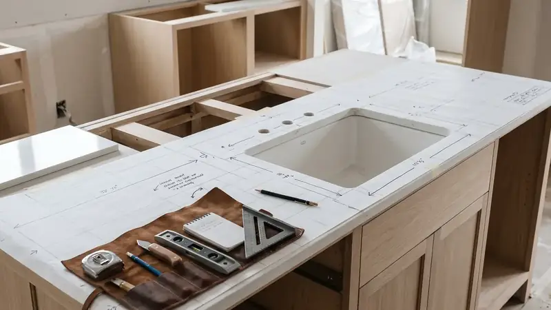Illustrative: kitchen remodel interior for Sammamish homeowners — PNW materials; not a real Board job photo