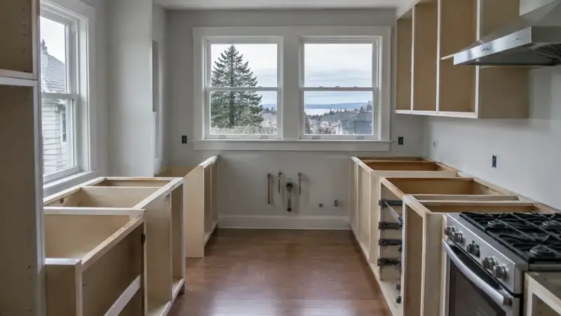 Illustrative: kitchen remodel interior for Snoqualmie homeowners — PNW materials; not a real Board job photo