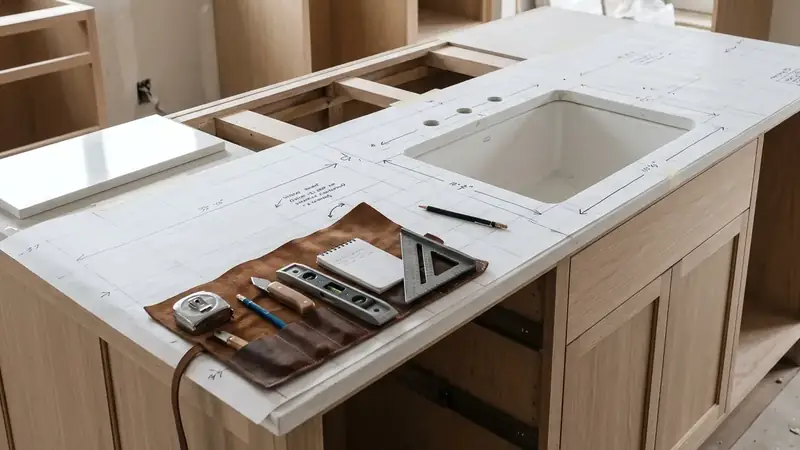 Illustrative: kitchen remodel interior for Tukwila homeowners — PNW materials; not a real Board job photo