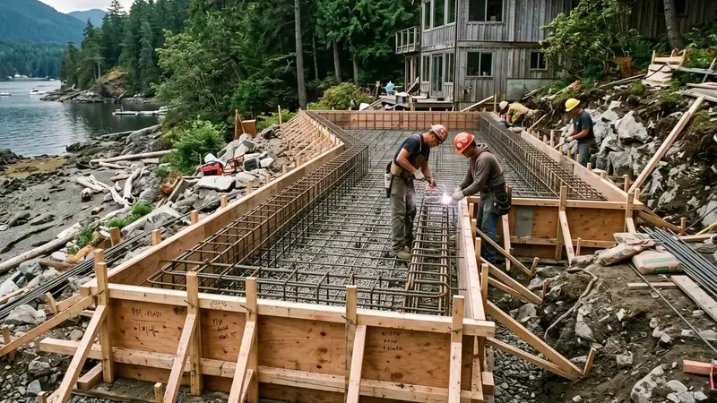 Illustrative: home addition / exterior massing for Yarrow Point — PNW cedar-fir context; not a real Board job photo