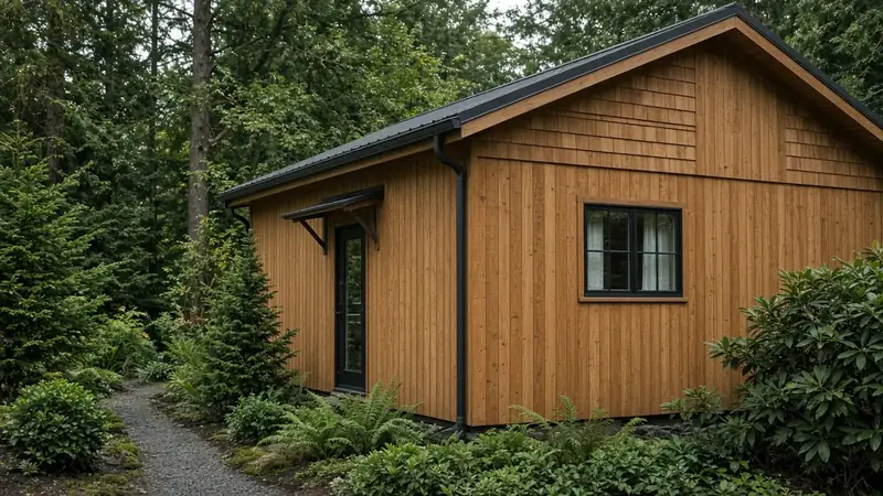 Illustrative: two-story addition with light siding beside a darker existing house — not a real Board job photo
