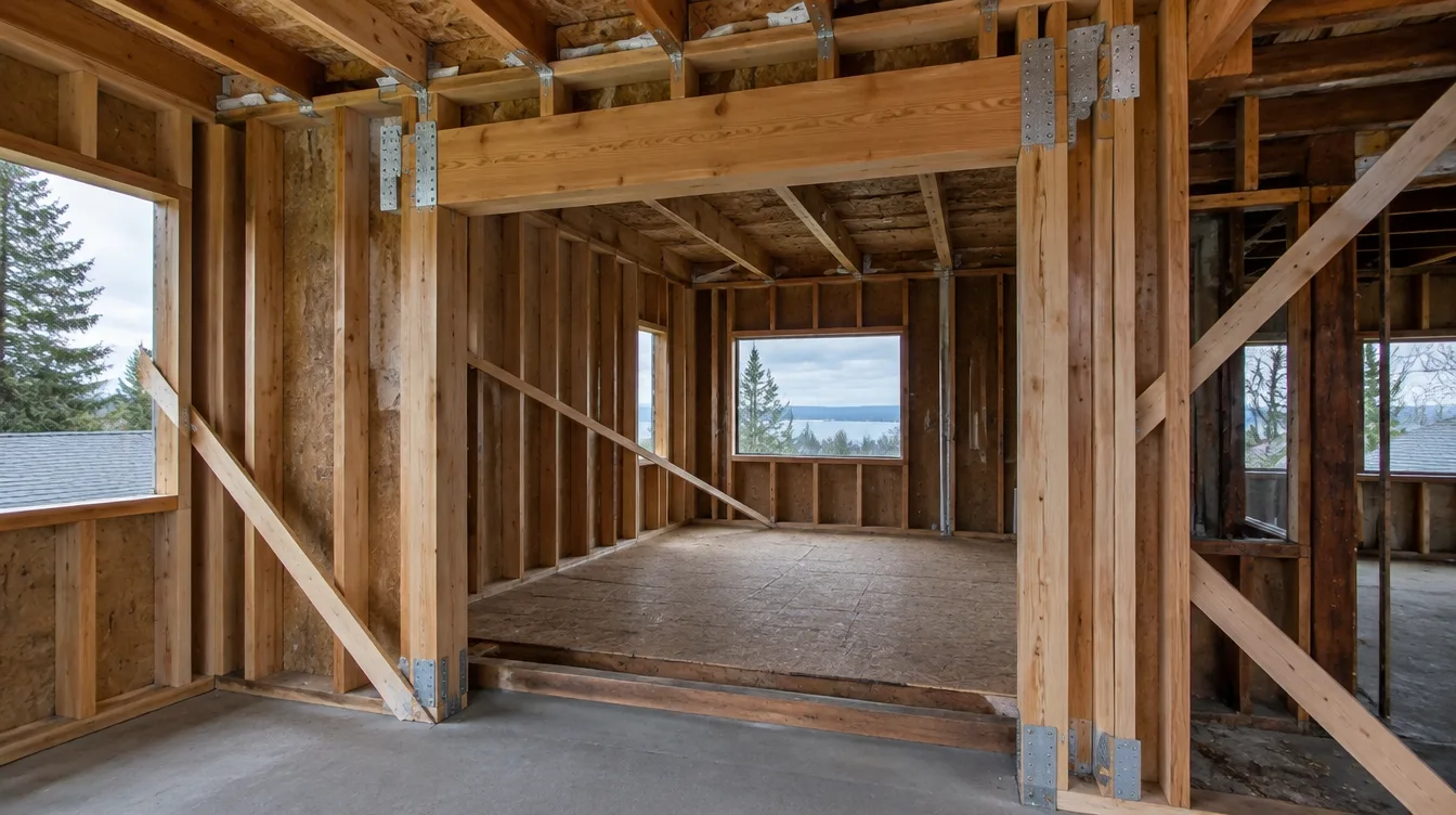 Illustrative framing and structural opening detail during a residential addition — illustrative only, not a real job photo