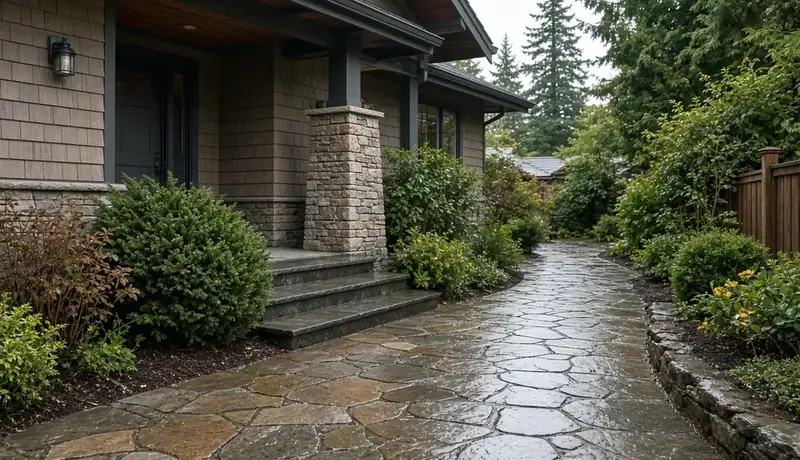 Illustrative: Pacific Northwest remodel progress with envelope and finish coordination underway — illustrative only, not a real Board of Project Stewardship job photo
