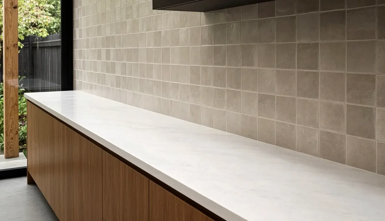 Illustrative: finished kitchen island with seating, pendant lighting, and a vented cooktop wall — the homeowner view after City remodel and L&I electrical inspections clear — not a real Board of Project Stewardship job photo
