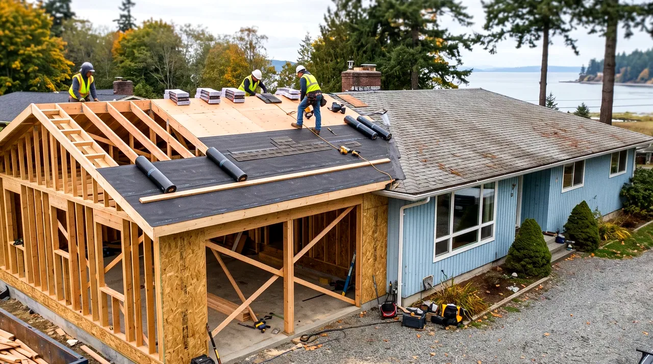 Illustrative: a completed interior suite with windows and finished walls — the kind of livable basement outcome Renton homeowners plan under the City interior remodel path — not a real Board of Project Stewardship job photo